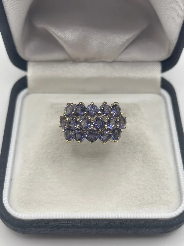 9ct gold iolite cluster ring