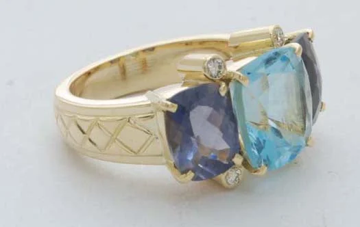 Repair - Ring - Blue Topaz, Iolite and Diamond (1697J)