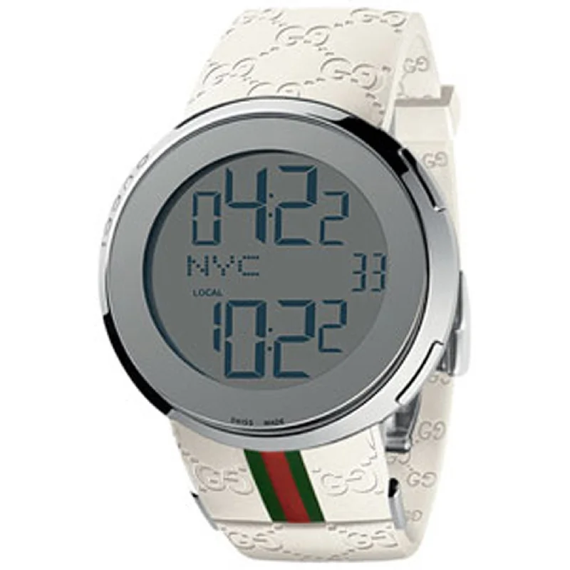 Handcrafted watches-Gucci Unisex YA114214 I-Gucci Digital White Rubber Watch