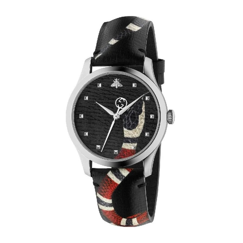 Pure quartz watches-Gucci Unisex YA1264007A G-Timeless Multicolored Leather Watch