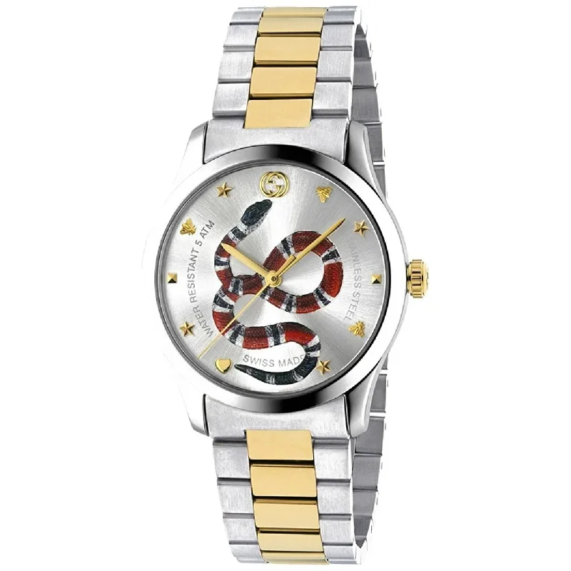 Fine strap watches-Gucci Unisex YA1264075 G-Timeless Stainless Steel Watch