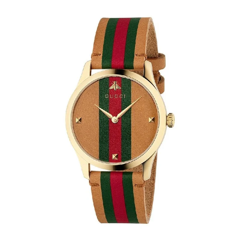 Pure leather watches-Gucci Unisex YA1264077 G-Timeless Multicolored Leather Watch