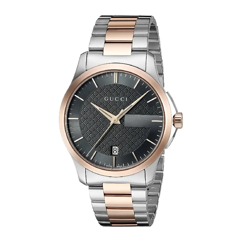 Elite strap watches-Gucci Unisex YA126446 G-Timeless Automatic Two-Tone Stainless Steel Watch