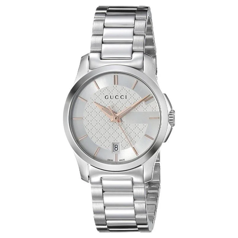 Gloss finish watches-Gucci Unisex YA126523 G-Timeless Stainless Steel Watch