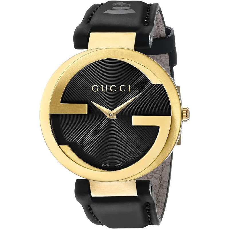 Crafted strap watches-Gucci Unisex YA133312 Interlocking-G Grammy Special Edition Black Leather Watch