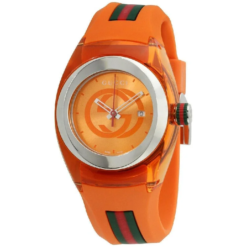 Vivid bezel watches-Gucci Unisex YA137311 Sync Multicolored Silicone Watch