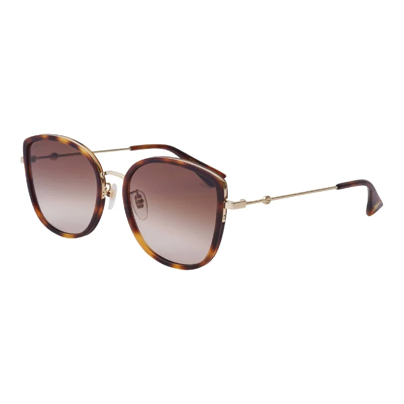 Fine leather watches-Gucci Women's Sunglasses Fall Winter 2019 Havana Brown Nylon Nylon Gradient GG0606SK 003