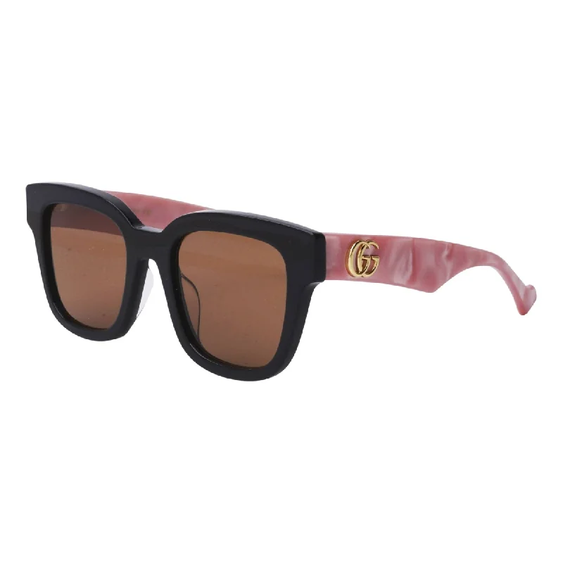 Sporty bold watches-Gucci Women's Sunglasses Fall Winter Black Brown Nylon Nylon GG0998S 005