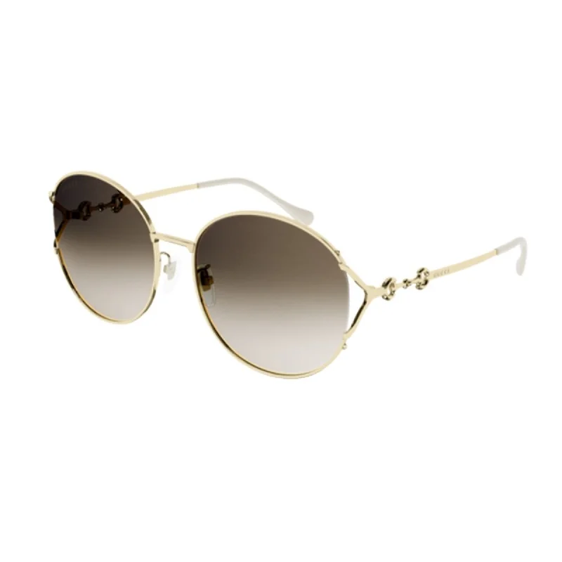 Fine quartz watches-Gucci Women's Sunglasses Fall Winter Gold Brown Nylon Nylon Gradient GG1017SK 003