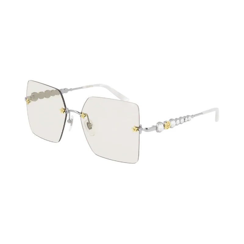 Bold metal watches-Gucci Women's Sunglasses Spring Summer 2020 Silver Yellow Nylon Nylon GG0644S 004