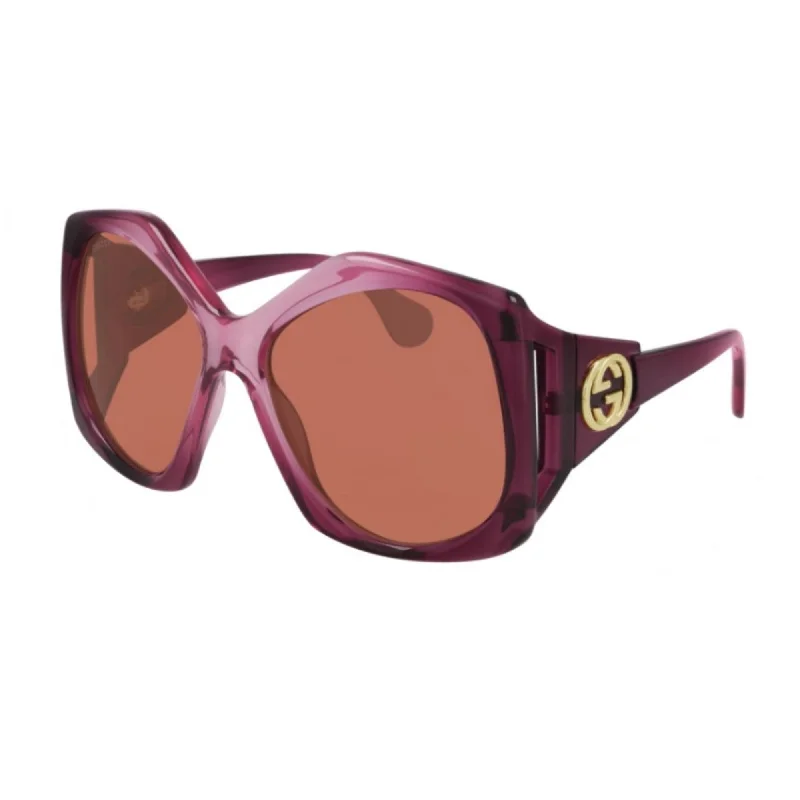 Oval rim watches-Gucci Women's Sunglasses Spring Summer 2021 Burgundy Orange Nylon Nylon GG0875S 003