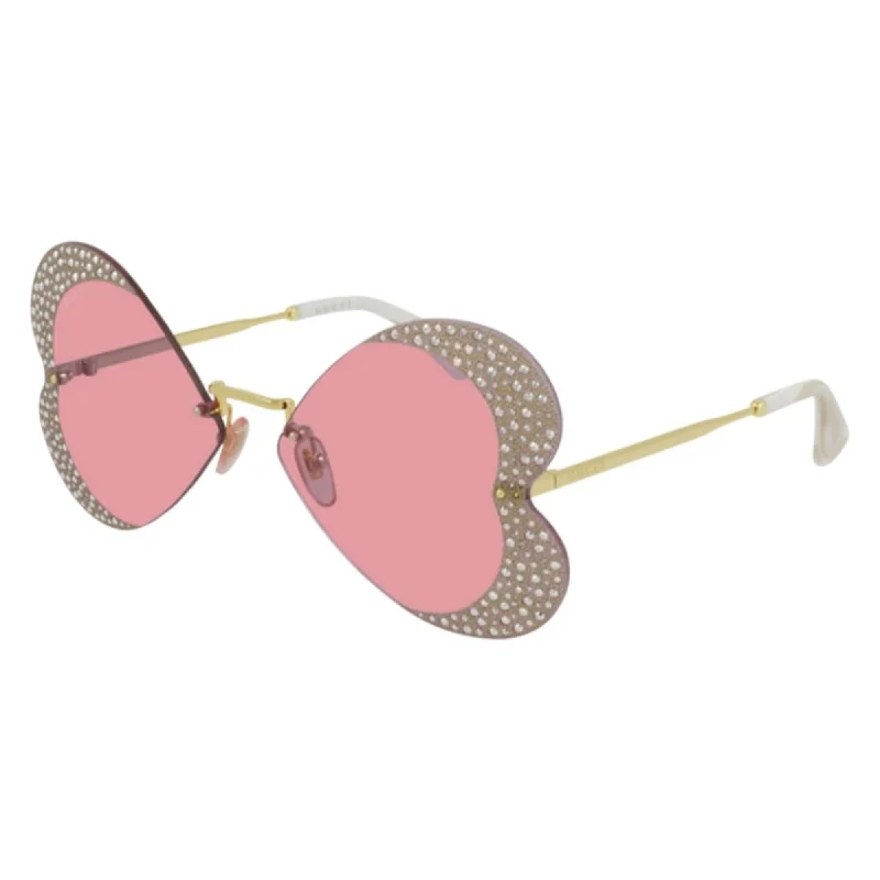 Vivid dial watches-Gucci Women's Sunglasses Spring Summer 2021 Gold Pink Nylon Nylon GG0897S 001