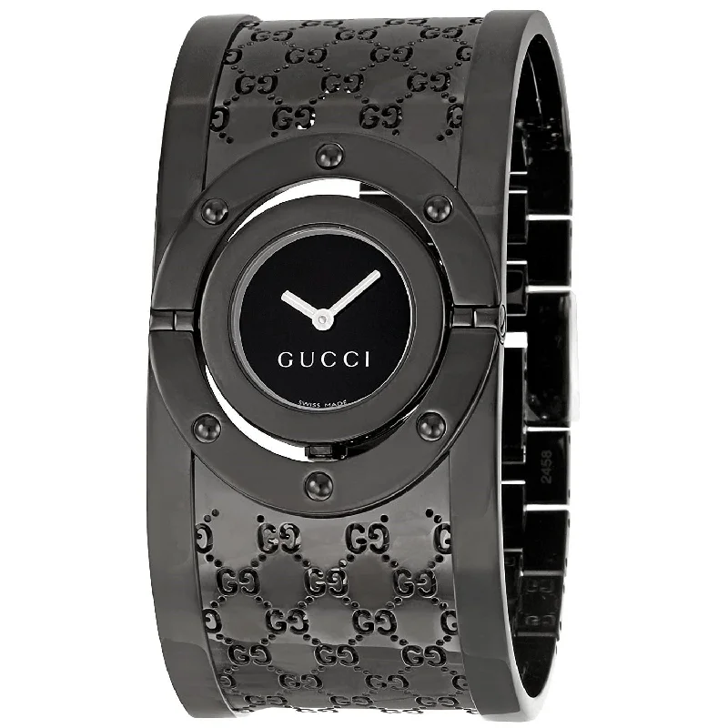 Pure round watches-Gucci Women's YA112431 Twirl Black Stainless Steel Watch