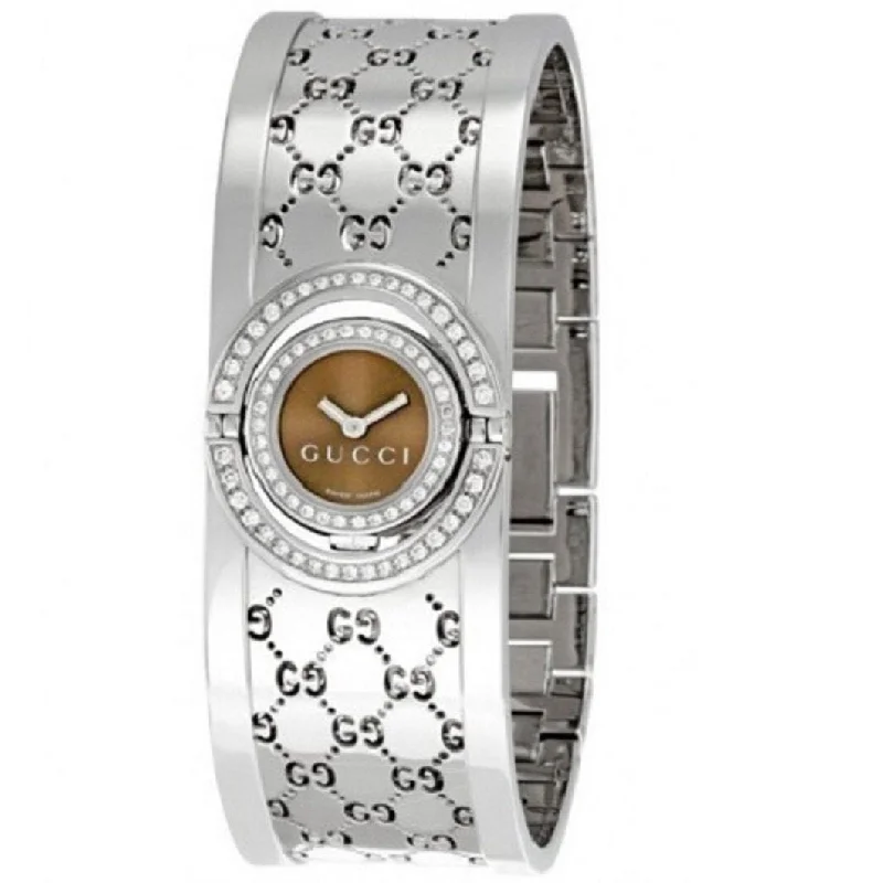 Thick chrono watches-Gucci Women's YA112504 112 The Twirl Stainless Steel Watch