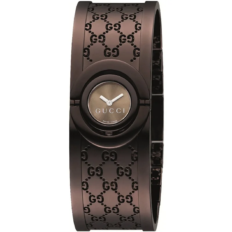 Satin gold watches-Gucci Women's YA112532 Twirl Brown Stainless Steel Watch