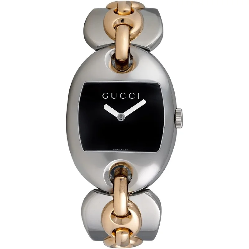 Steel strap watches-Gucci Women's YA121305 Marina Chain Two-Tone 18kt Gold and Stainless Steel Watch