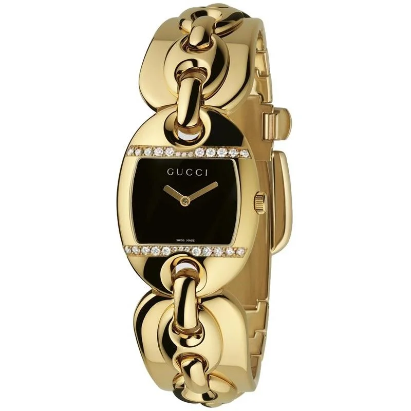 Bright face watches-Gucci Women's YA121308 Marina Chain Gold-Tone 18kt Gold Watch