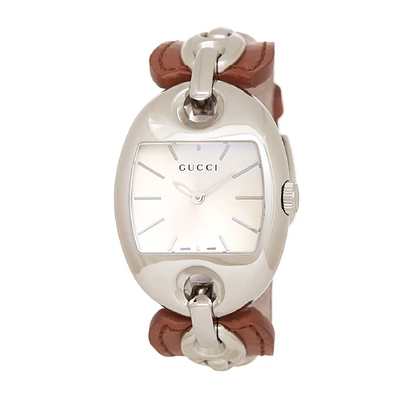 Art face watches-Gucci Women's YA121311 G-Timeless Brown Leather Watch