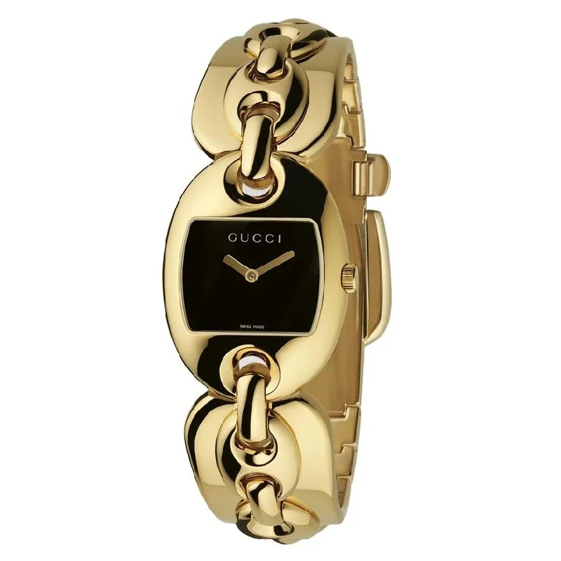 Crafted strap watches-Gucci Women's YA121512 Marina Chain Gold-Tone 18kt Gold Watch