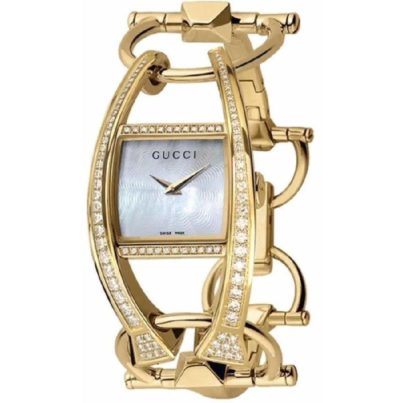 Wide strap watches-Gucci Women's YA123508 Chiodo Gold-Tone 18kt Gold Watch