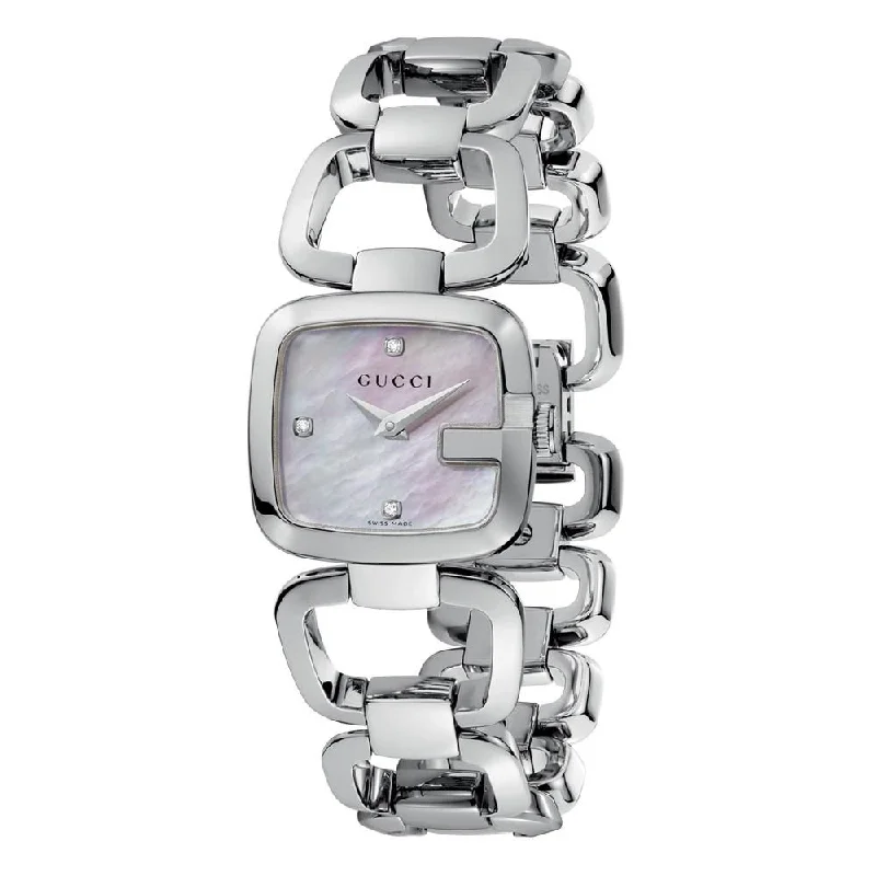 Diamond strap watches-Gucci Women's YA125502 125 Series Diamond Stainless Steel Watch