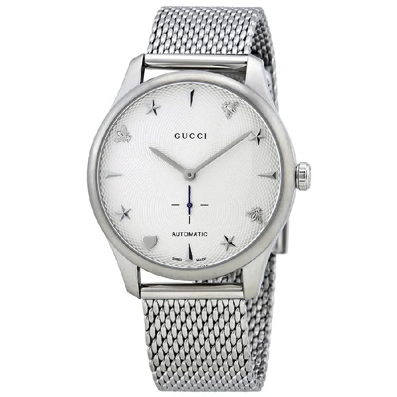 Fine quartz watches-Gucci Women's YA126330 G-Timeless Stainless Steel Mesh Watch