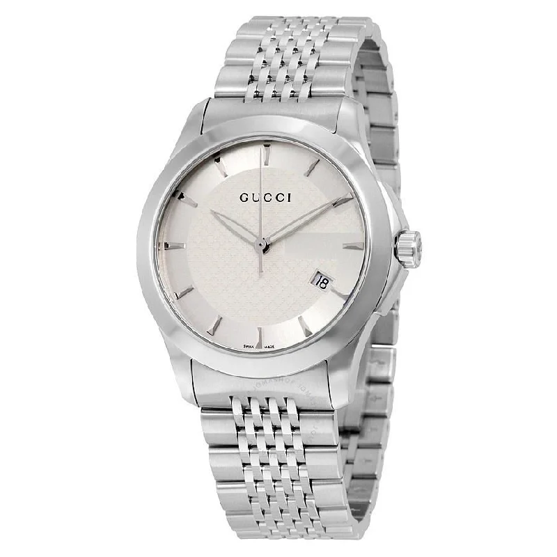 Wide analog watches-Gucci Women's YA126401 G-Timeless Stainless Steel Watch