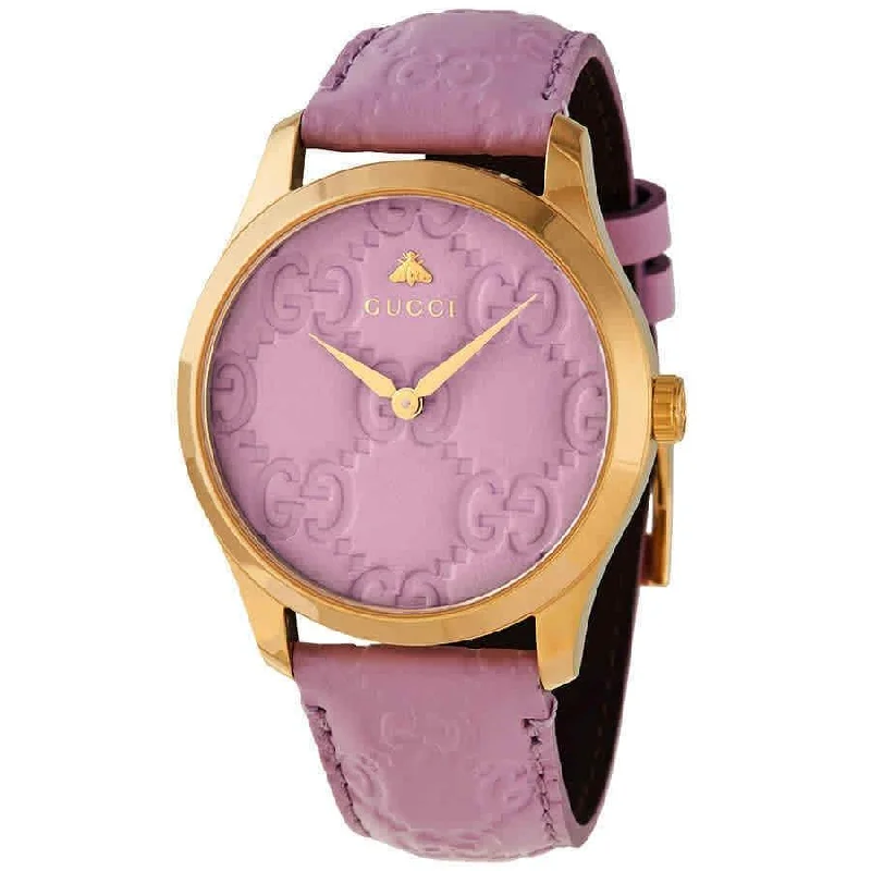 Pure face watches-Gucci Women's YA1264098 G-Timeless Purple Leather Watch