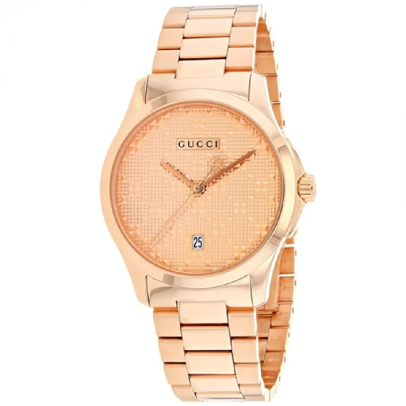 Daily bold watches-Gucci Women's YA126482 G-Timeless Rose-Tone Stainless Steel Watch