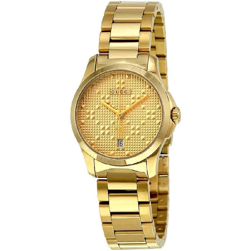 Soft band watches-Gucci Women's YA126553 G-Timeless Gold-Tone Stainless Steel Watch