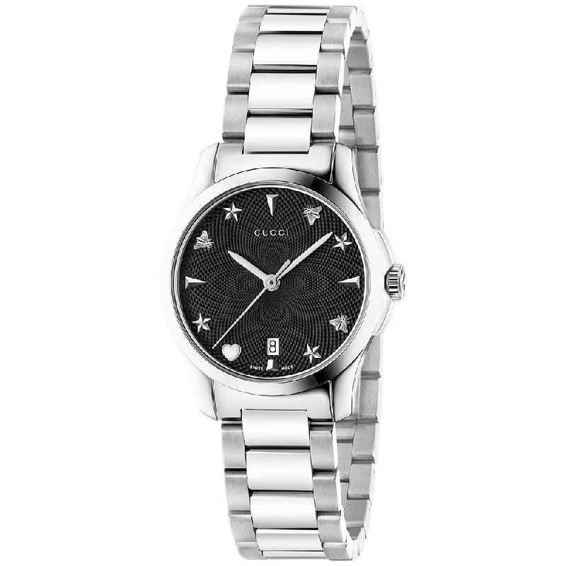 Petal bezel watches-Gucci Women's YA126573 G-Timeless Stainless Steel Watch