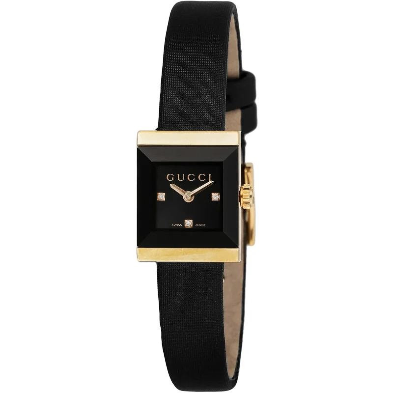 Retro wide watches-Gucci Women's YA128505 G-Frame Black Satin Watch