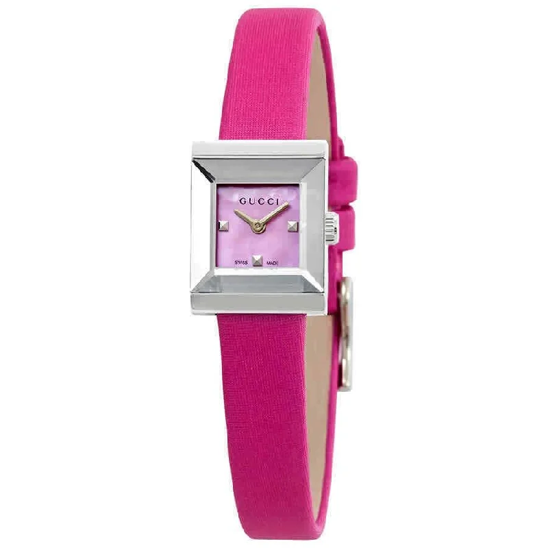 Crafted strap watches-Gucci Women's YA128533 G-Frame Pink Satin Watch