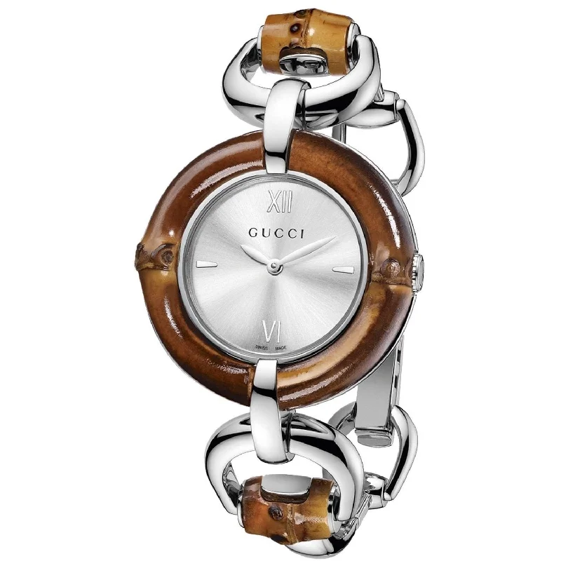 Thick strap watches-Gucci Women's YA132403 Bamboo Special Edition Stainless Steel Watch