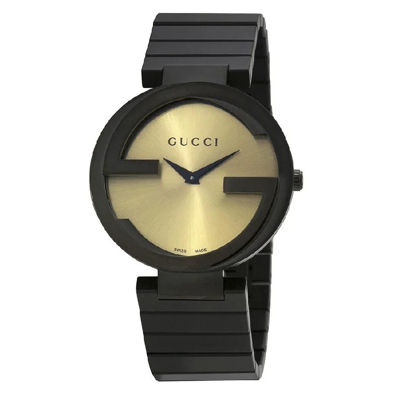 Spinel dial watches-Gucci Women's YA133314 Interlocking G Grammy Spe Black Stainless Steel Watch