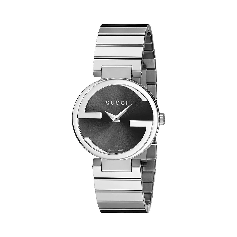 Bold metal watches-Gucci Women's YA133502 Interlocking Stainless Steel Watch