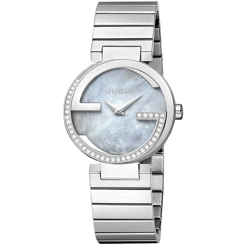 Elite diamond watches-Gucci Women's YA133509 Interlocking-G Diamond Stainless Steel Watch