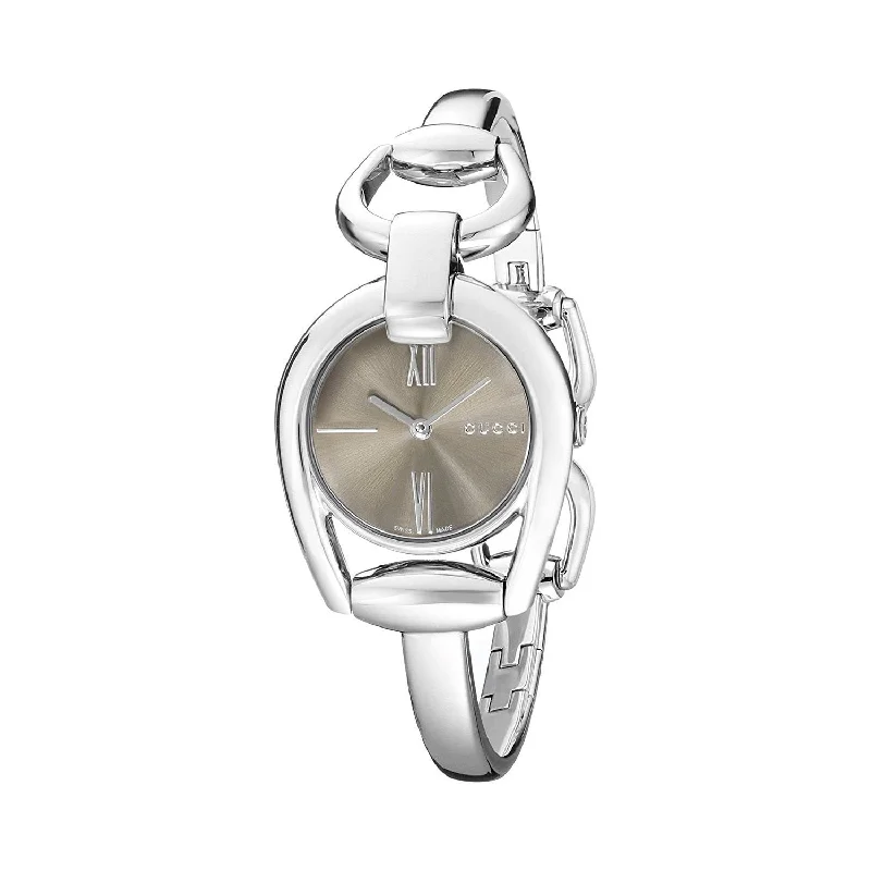 Pearl rim watches-Gucci Women's YA139501 Horsebit Stainless Steel Watch