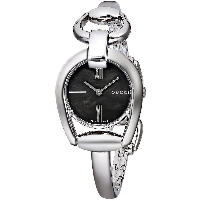 Bold strap watches-Gucci Women's YA139503 Horesebit Stainless Steel Watch