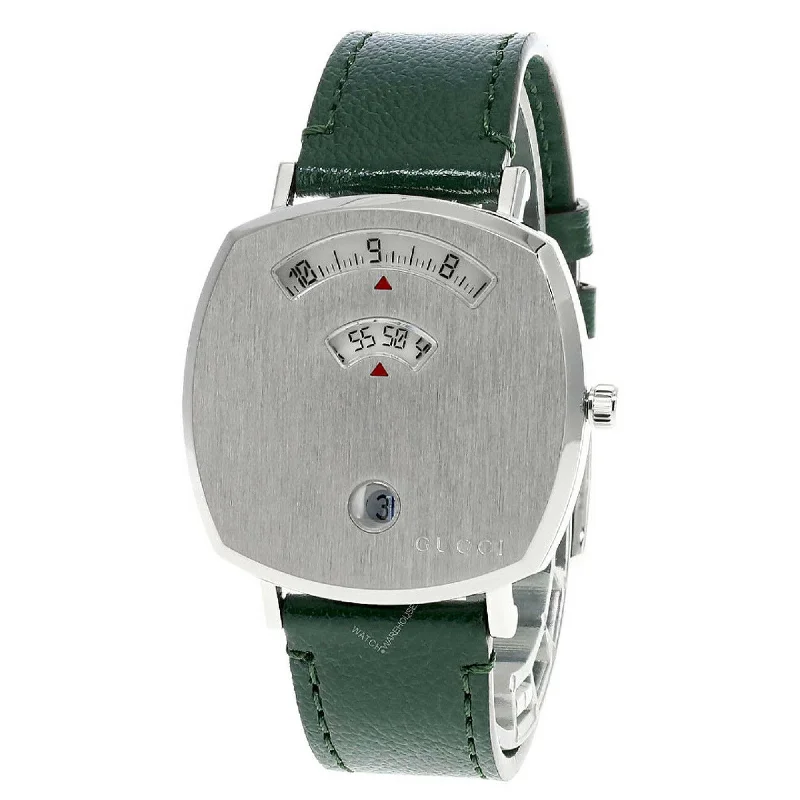 Soft band watches-Gucci Women's YA157406 Grip Green Leather Watch