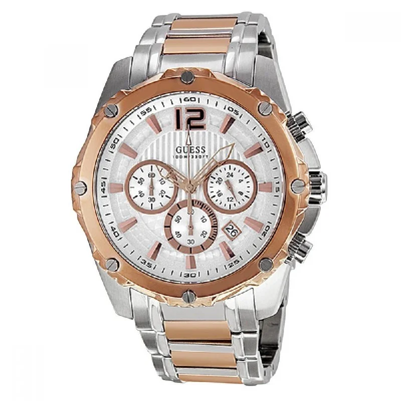 Old leather watches-Guess Men's U0165G2 Chronograph Two-Tone Stainless Steel Watch