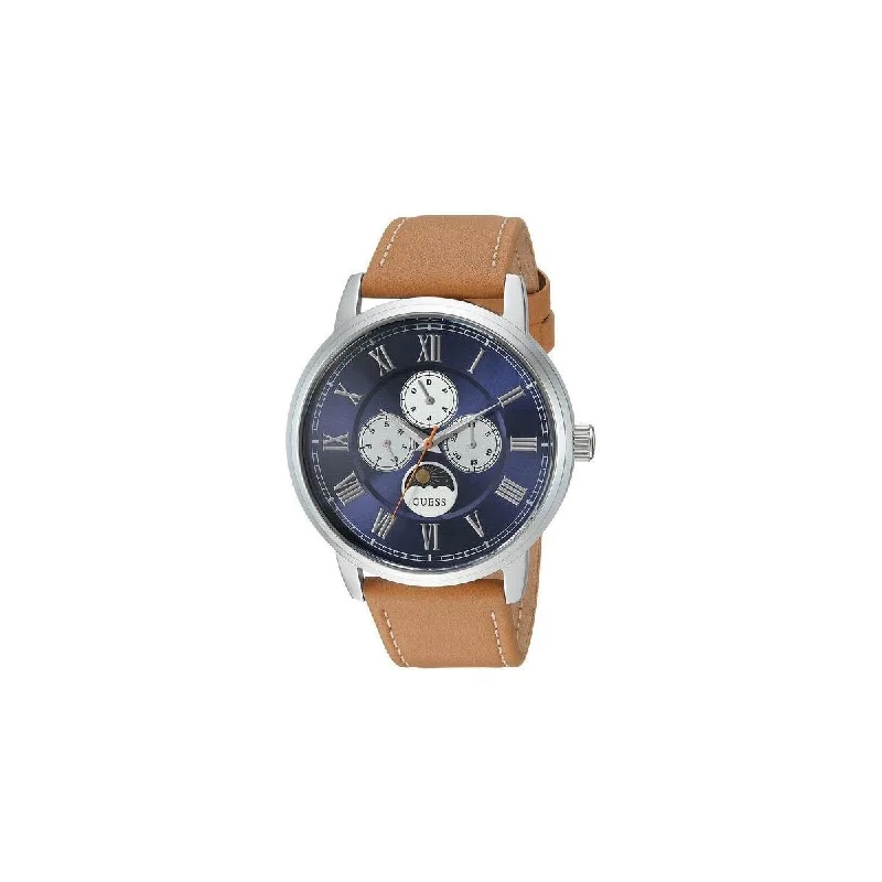 Light rim watches-Guess Men's U0870G4 Casual Chronograph Brown Leather Watch