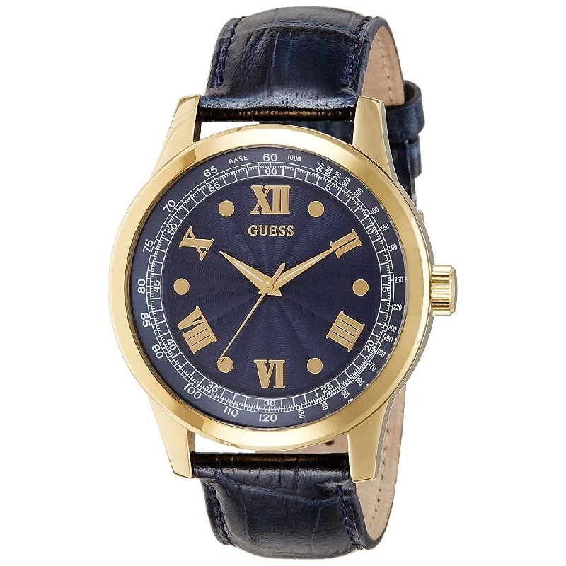 Pure face watches-Guess Men's W0662G3 Dress Blue Leather Watch