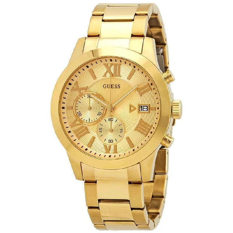 Carved case watches-Guess Men's W0668G4 Classic Chronograph Gold-Tone Stainless Steel Watch