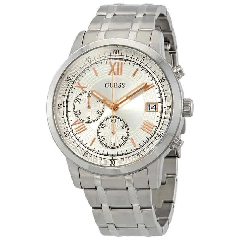 Solar band watches-Guess Men's W1001G1 Summit Chronograph Stainless Steel Watch