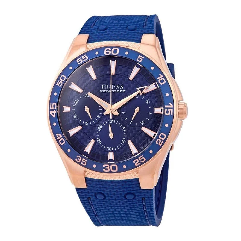 Fine slim watches-Guess Men's W1171G4 Atlantic Blue Silicone Watch