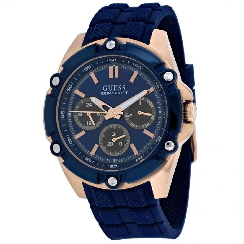 Carved dial watches-Guess Men's W1302G4 Gents Blue Silicone Watch