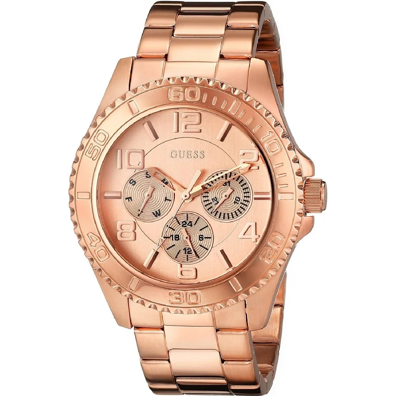 Fine analog watches-Guess Women's W0231L4 Classic Multi-Function Rose-Tone Stainless Steel Watch