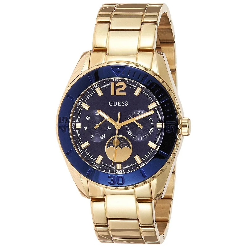 Bright face watches-Guess Women's W0565L4 Moonstruck Moonphase Multi-Function Gold-Tone Stainless Steel Watch