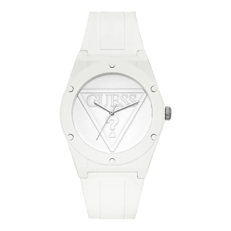 Fine slim watches-Guess Women's W0979L1 Retro Pop White Silicone Watch